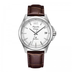 Alexandre Christie AC 1031 Silver White Brown Leathe Man MDLSSSLBO